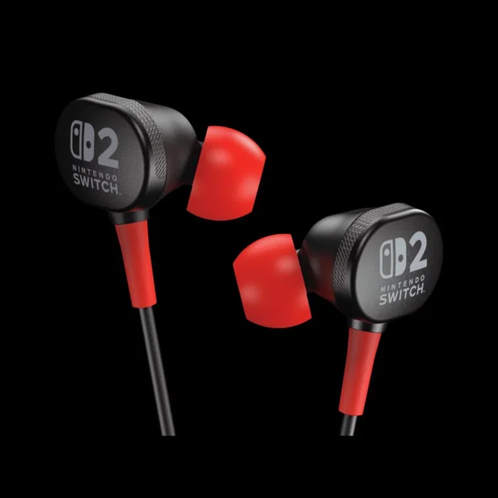 PowerA Auriculares Cableados Intraaurales para Nintendo Switch 2 con Micrófono Integrado - Diseño Negro y Rojo para Gaming