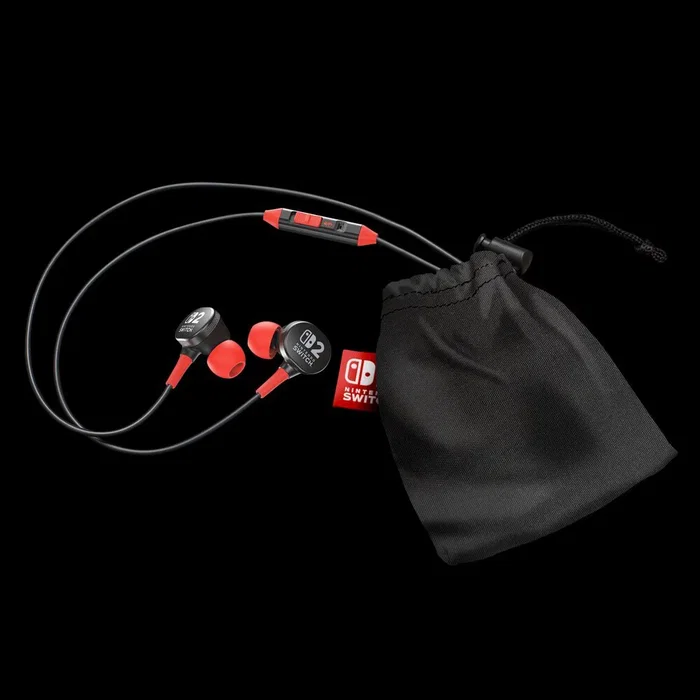 PowerA Auriculares Cableados Intraaurales para Nintendo Switch 2 con Micrófono Integrado - Diseño Negro y Rojo para Gaming