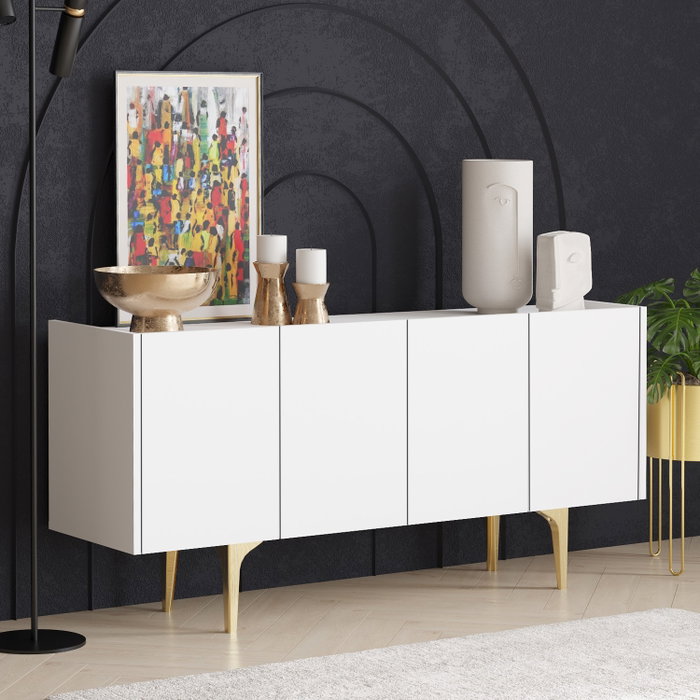 Hanah Home Consola Albina Blanco y Dorado 150x75x40 cm Hanah Home Consola Albina Blanco y Dorado 150x75x40 cm