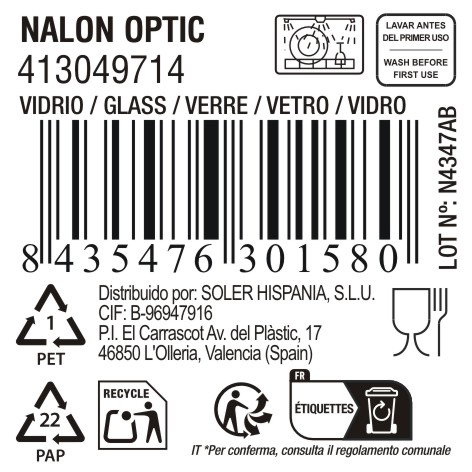 La Mediterranea Vaso Nalon Optic 400cc, 36 unidades