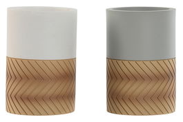 DKD Home Decor Vaso Blanco Gris 7 x 10.5 x 7 cm (2 Unidades)