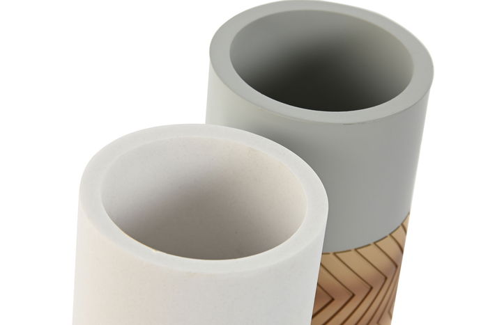 DKD Home Decor Vaso Blanco Gris 7 x 10.5 x 7 cm (2 Unidades)