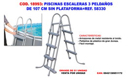 Escaleras para piscina de 3 peldaños 107 cm sin plataforma