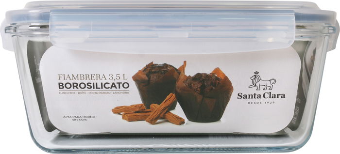 Santa Clara Fiambrera Rectangular con Tapa Hermética 26 x 22 cm (3 Unidades)
