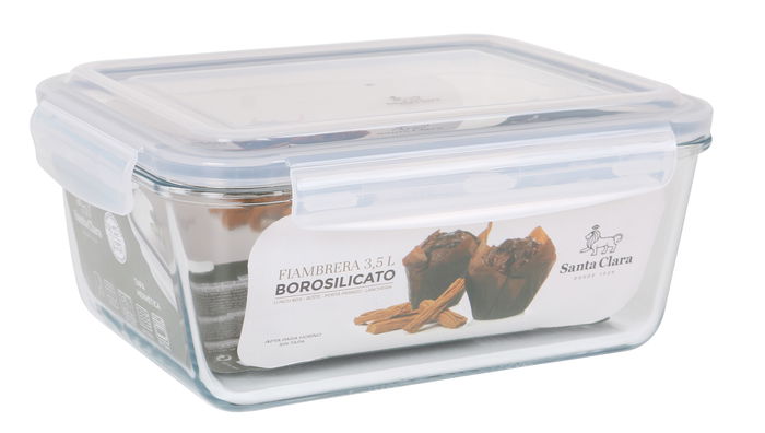 Santa Clara Fiambrera Rectangular con Tapa Hermética 26 x 22 cm (3 Unidades)