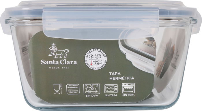 Santa Clara Fiambrera Rectangular con Tapa Hermética 26 x 22 cm (3 Unidades)