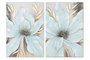 DKD Home Decor Cuadro Lienzo MDF 60x3x90 Flor Surtido de 2 piezas Azul y Dorado