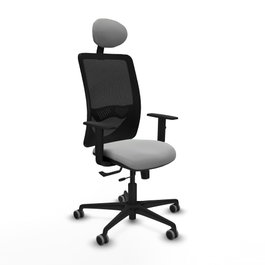 PIQUERAS Y CRESPO Silla de oficina Zulema con mecanismo Sincro/Traslack, Gris claro y Negro