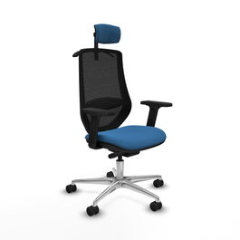 PIQUERAS Y CRESPO Silla de oficina Mardos con mecanismo Sincro/Traslack, Azul claro y Negro