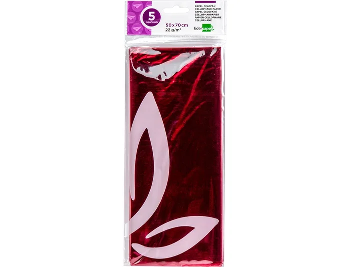 Liderpapel Papel Celofán 50x70 cm 22 g/m² Bolsa de 5 Hojas Rosa para Manualidades Liderpapel Papel Celofán 50x70 cm 22 g/m² Bolsa de 5 Hojas Rosa para Manualidades