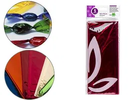 Liderpapel Papel Celofán 50x70 cm 22 g/m² Bolsa de 5 Hojas Rosa para Manualidades