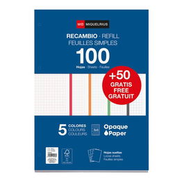 Recambio Miquelrius Notebook 5 A4 100+50H 90Gr 4 Taladros Cuadric.5X5 Intensos