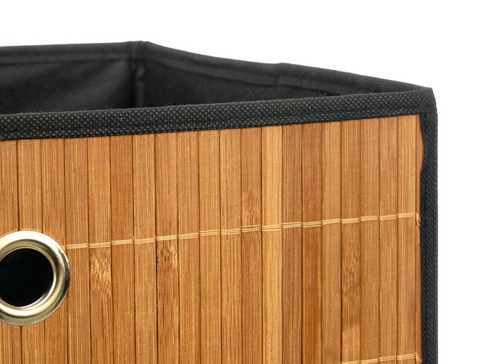 Kipit Caja Plegable Organizadora de Tela y Cartón con Bambú, Color Marrón, 32 x 32 x 15 cm (Set de 24)