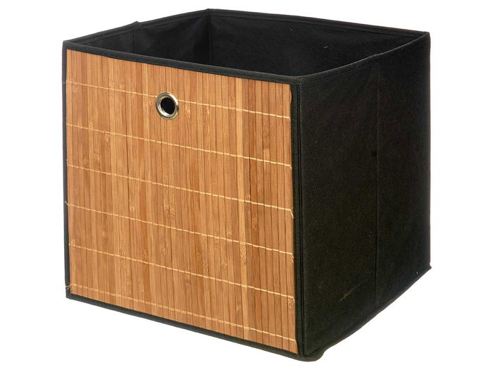 Kipit Caja Plegable Organizadora de Tela y Cartón con Bambú, Color Marrón, 32 x 32 x 15 cm (Set de 24)