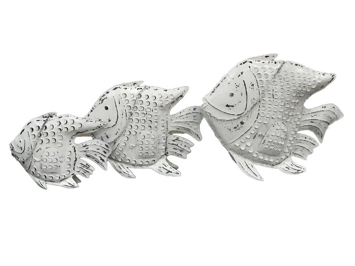 DKD Home Decor Decoración Metal Pez Decapé Blanco
