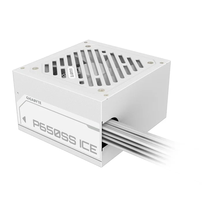 Gigabyte P650SS ICE Fuente de Alimentación ATX 650W 80 PLUS Silver, ATX 3.0 Compatible con PCIe 5.0, Ventilador 120mm FDB, Cables Planos, Color Blanco