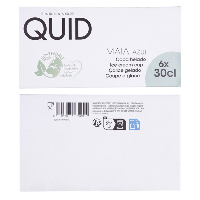 Quid Copa Helado Vidrio Maia Azul 30 cL (24 Unidades) inevitable