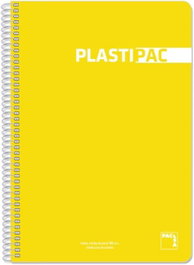 PACSA Pack de 5 cuadernos espiral Plastipac color amarillo