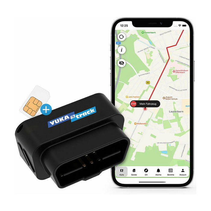 YUKAtrack AIO GPS OBD2 Rastreador de Coche con SIM + Datos Ilimitados