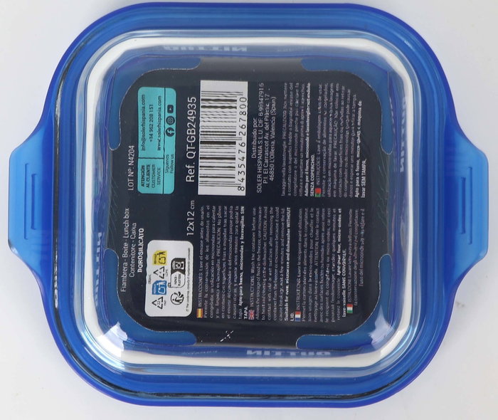Quttin Fiambrera Cuadrada con Tapa Azul 12 x 12 cm (12 Unidades)