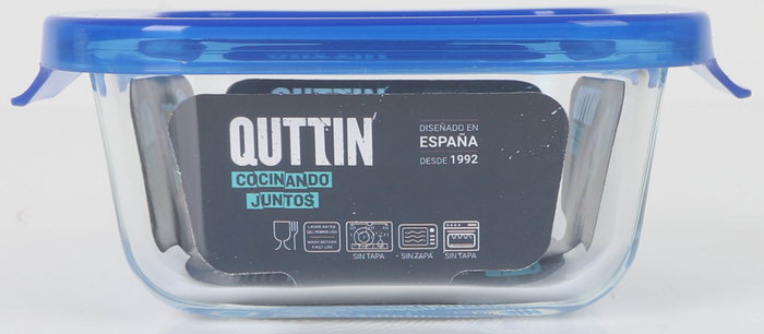 Quttin Fiambrera Cuadrada con Tapa Azul 12 x 12 cm (12 Unidades)