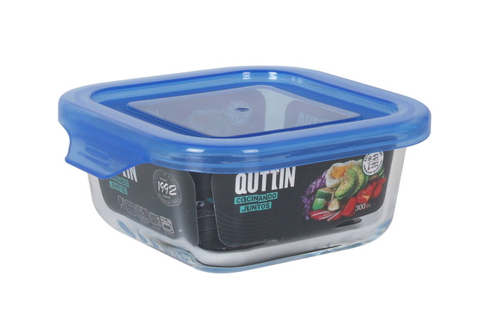 Quttin Fiambrera Cuadrada con Tapa Azul 12 x 12 cm (12 Unidades)
