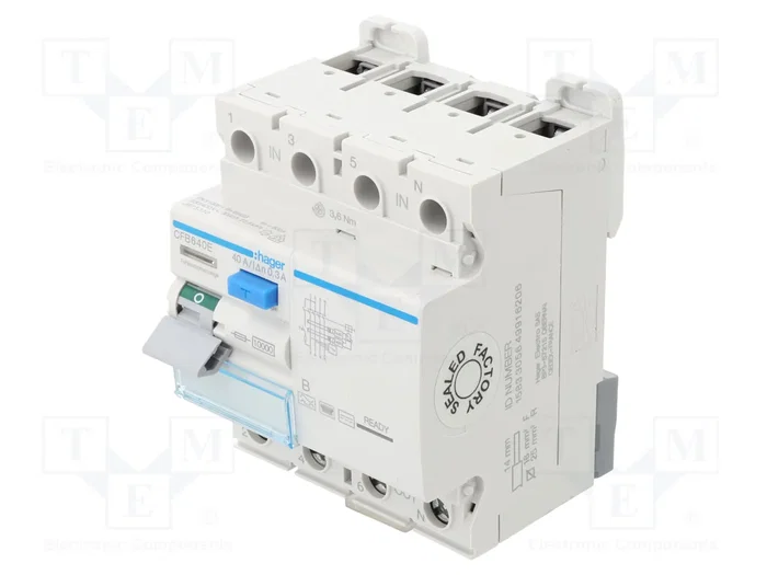 HAGER Interruptor diferencial 40A 300mA 3+N Tipo B HAGER Interruptor diferencial 40A 300mA 3+N Tipo B