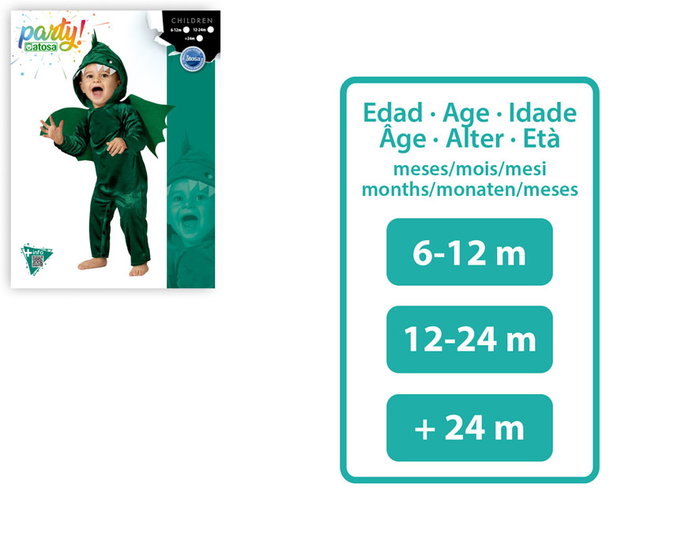 Atosa Disfraz de Dragón Verde con Alas Unisex para Bebé 12-24 Meses