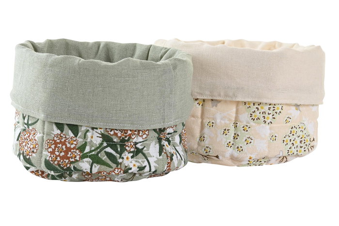 DKD Home Decor Cesta Tradicional Verde Beige 16 x 10 x 16 cm 4 Unidades