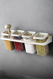 Hermia MCH10580 Juego de 5 Cajas de Almacenamiento, Color Crema, Plástico, Diseño Elegante para Organización del Hogar