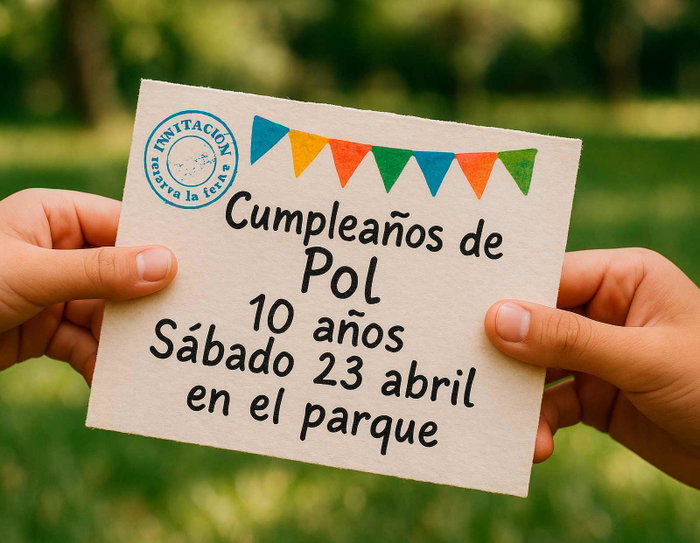 Innspiro Kit de 4 Sellos de Madera Woodies 'Fiesta Invitaciones' y Tinta Azul Claro