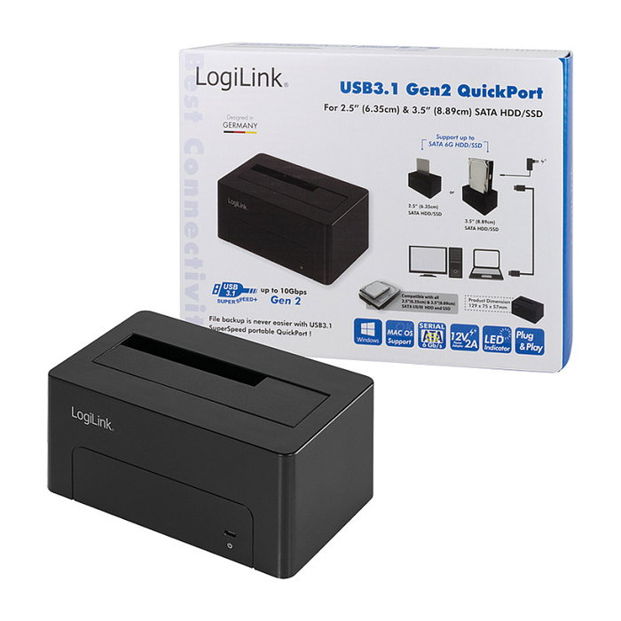 LogiLink USB 3.1 Quickport para HDD/SSD SATA de 2,5 y 3,5 pulgadas