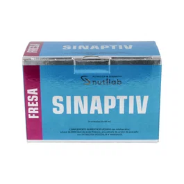 Nutilab Sinaptiv Fresa 4 Cajas X 8 Viales - Complemento Alimenticio para Función Cerebral, Visión y Corazón