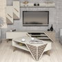 Hanah Home Conjunto de Muebles de Salón Crema, Mueble TV, Mesa Centro, Estantería, Estante Pared, Diseño Moderno Floral, Melamina 18mm
