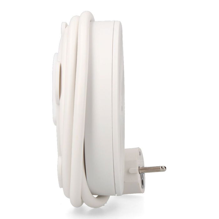 EDM Base Múltiple 5 Tomas Schuko con Interruptor, 1.5 m Cable H05VV-F 3G1.5 mm², 16A 250V~, Ranura Recoge Cable, Blanca