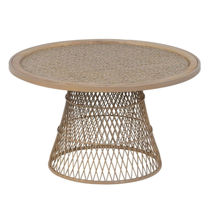 Ixia Mesa de Centro Natural Metal-Ratán 70 x 70 x 39,50 cm