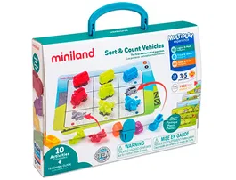 Miniland Juego Didáctico Lógica Matemática 36 Vehículos y 5 Fichas Doble Cara 310x70x531 mm