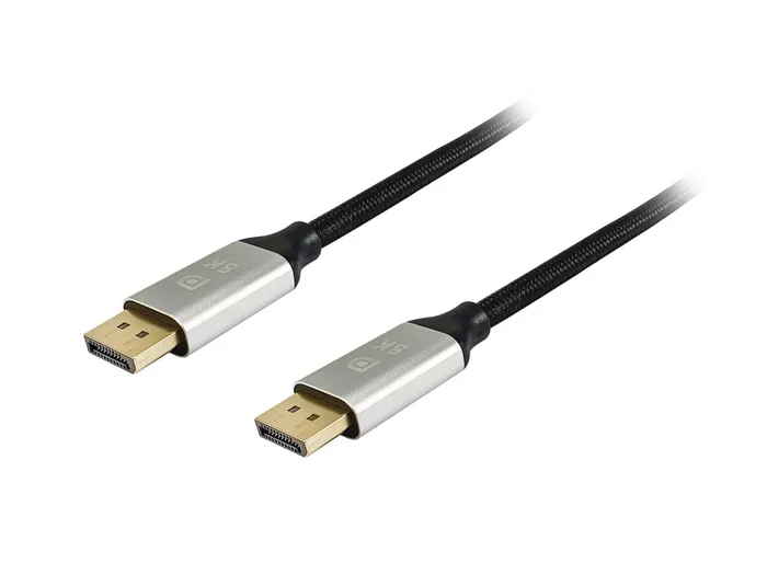 Equip Cable DisplayPort 1.4 Macho-Macho Premium 5 m - 8K/60Hz, 4K/120Hz, HDCP 2.2, Ancho de Banda 32.4 Gbps, Conectores Chapados en Oro, Malla Algodón y Carcasa Aluminio Negro