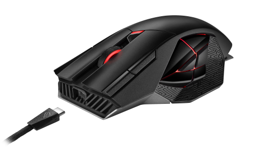 Asus ROG Spatha X Ratón Gaming RF Wireless+USB Type-A Óptico 19000 DPI Negro 90MP0220-BMUA00