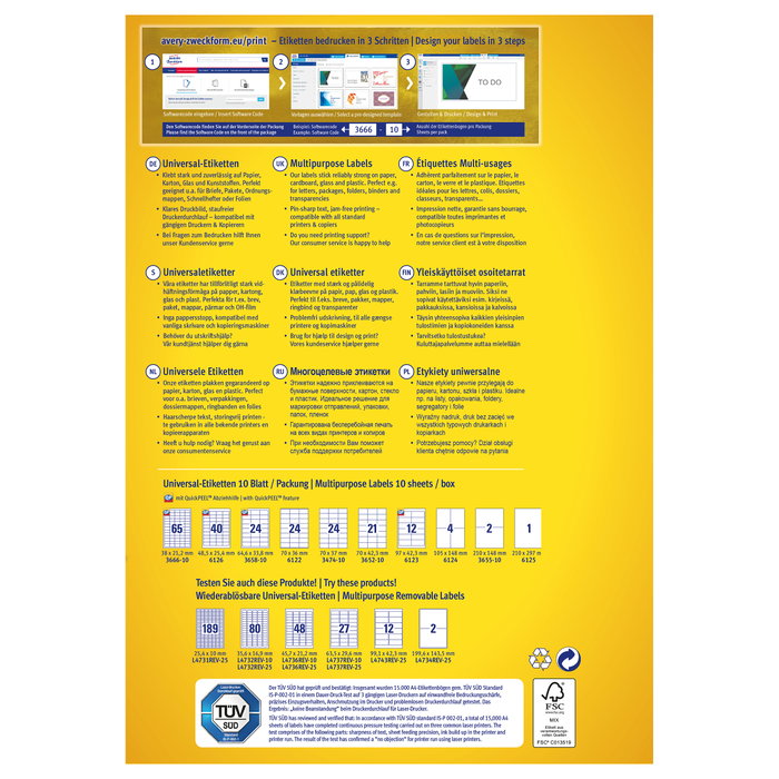 AVERY Zweckform Etiquetas 6125 blanco 210,0 x 297,0 mm
