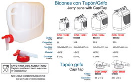 Bidón de plástico 10 lt con grifo apto uso alimentario