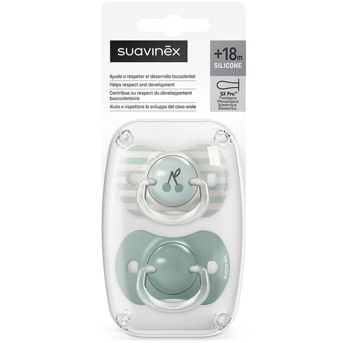 Suavinex Chupetes Birdies SX Pro - Paquete de 2 unidades - Para bebés de 18 meses o más - Verde