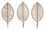 DKD Home Decor Set de 3 Percheros de Pared de Yute y Metal con Diseño de Hoja