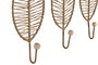 DKD Home Decor Perchero Pared Tropical Natural Yute Metal Set de 3 Piezas 4 x 26 x 12 cm