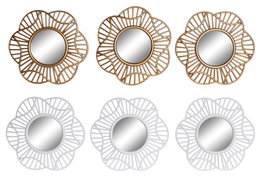 DKD Home Decor Set de 3 Espejos Decorativos de Cristal en Colores Surtidos