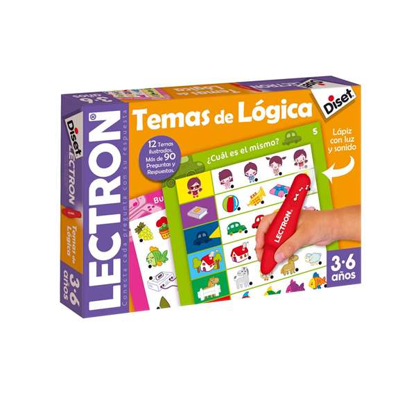 Diset Lectron Lápiz - Temas de Lógica, 12 Láminas, Juego Educativo de Sonido e Iluminación para Niños +3 Años, Español
