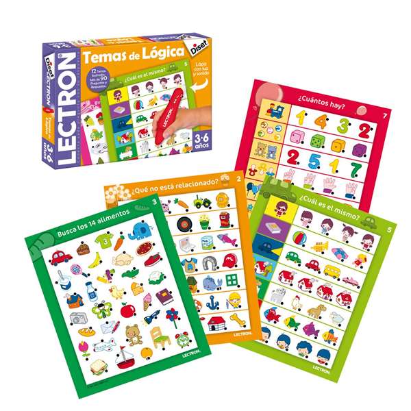 Diset Lectron Lápiz - Temas de Lógica, 12 Láminas, Juego Educativo de Sonido e Iluminación para Niños +3 Años, Español