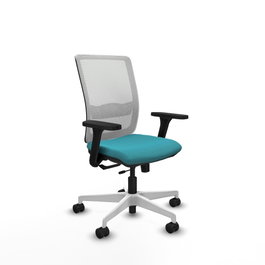 PIQUERAS Y CRESPO Silla de oficina Haches con mecanismo Sincro/Traslack, Tela Turquesa y Malla Blanca