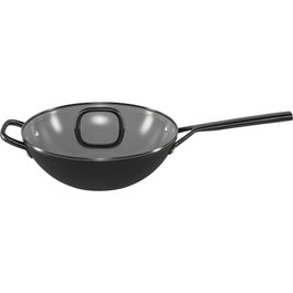Zwilling Milano Wok de 30 cm con Tapa de Vidrio, Negro