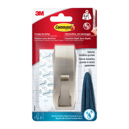 3M Percha Command de Baño Níquel Grande